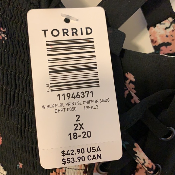 Torrid Black Floral Print Chiffon Smock - Picture 5 of 5